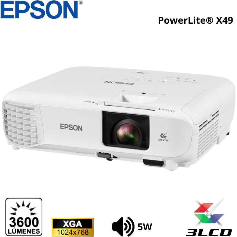 Proyector Epson PowerLite X49, 3600 Lumenes, 1024x768, XGA, Parlante Monoaural: 5W x 1.