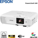 Proyector Epson PowerLite X49, 3600 Lumenes, 1024x768, XGA, Parlante Monoaural: 5W x 1.
