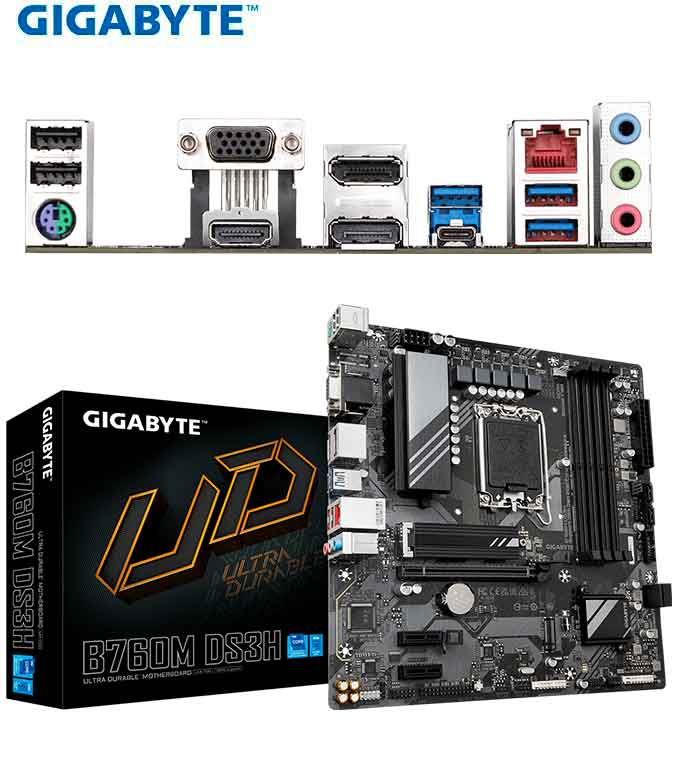 Motherboard Gigabyte B760M DS3H DDR4 (rev. 1.0), Chipset Intel B760, LGA1700, mATX