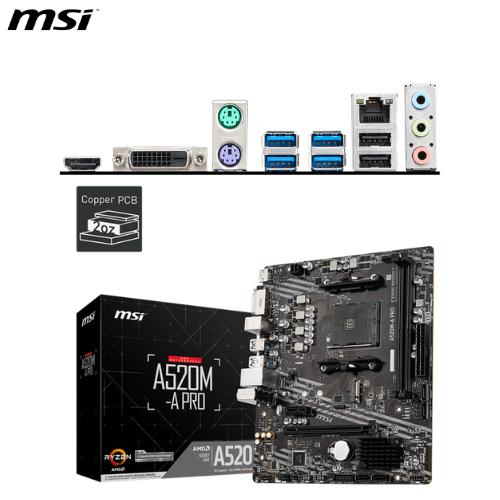 Placa Base MSI A520M-A PRO, Chipset AMD A520, Socket AMD AM4, mATX