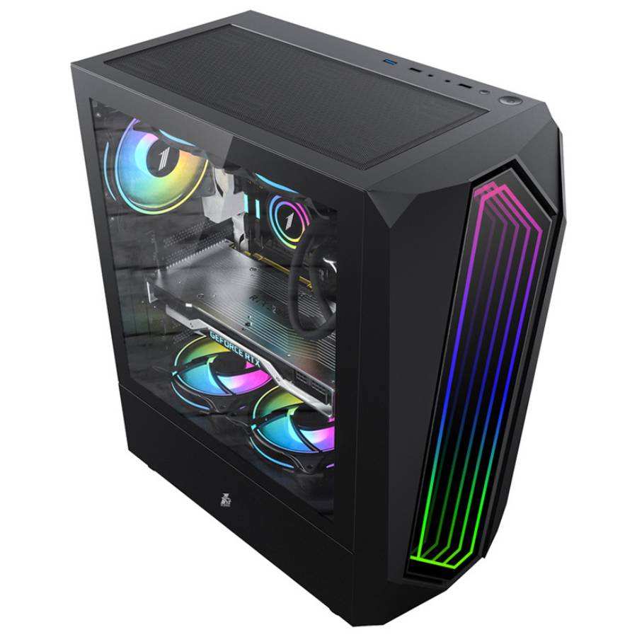 Case Gaming 1ST Player Rainbow IS6 Black, 03 Cooler RGB, Vidrio templado, Sin Fuente.