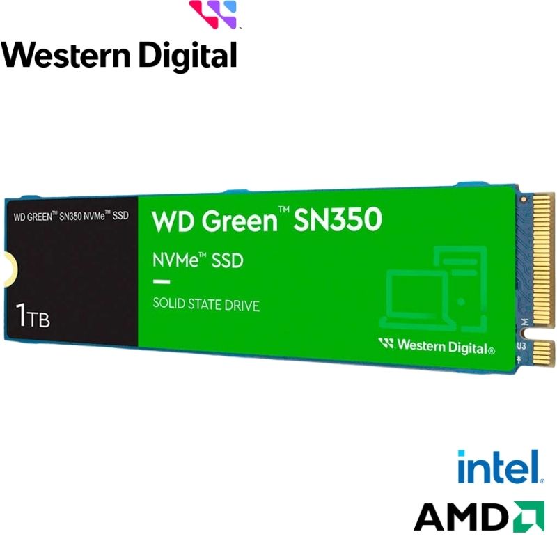 UNIDAD DE ESTADO SOLIDO WESTERN DIGITAL GREEN SN350 NVME 1TB M.2 2280, PCIE GEN3 X4