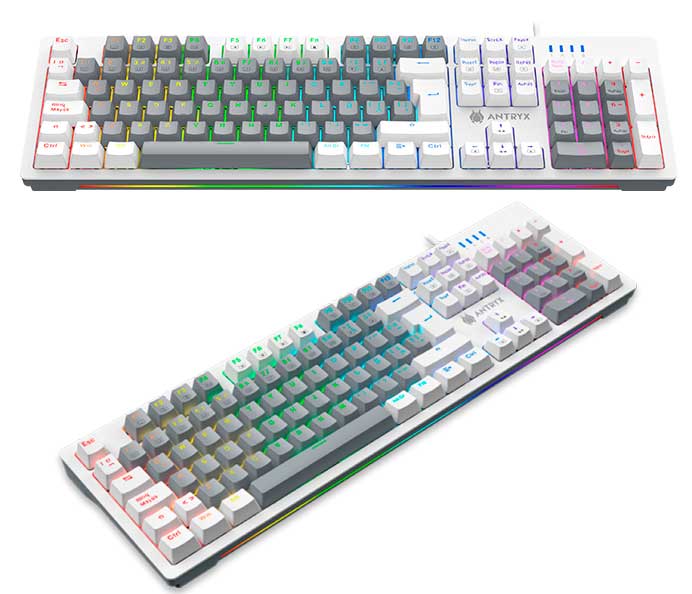 Teclado Mecánico Antryx MK860L White &amp; Grey, Switch Blue.