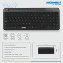 Teclado Multimedia Inalámbrico, Micronics QUANTUM 3 (MIC K600-3M) BT, 2.4GHZ, Recargable, Negro.