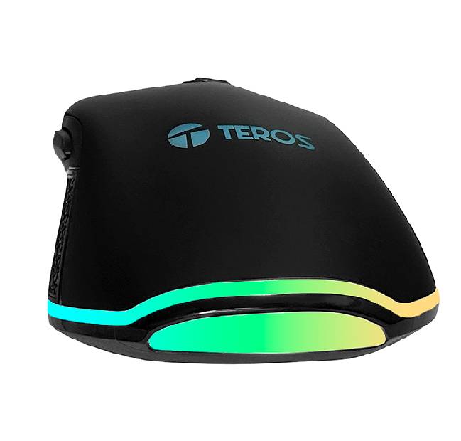 Mouse gamer TEROS TE-1211G, 7 botones, RGB, negro