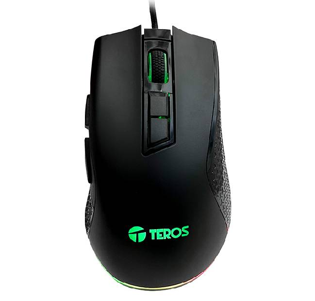 Mouse gamer TEROS TE-1211G, 7 botones, RGB, negro