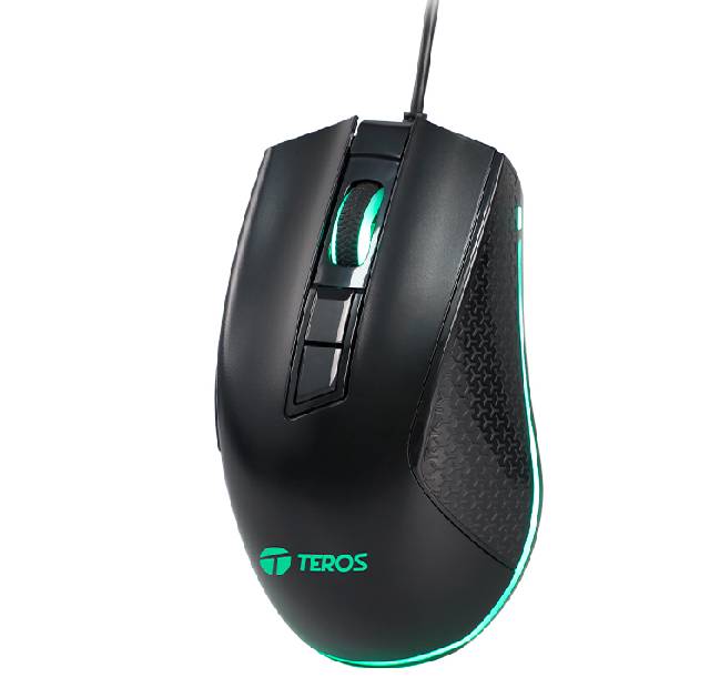 Mouse gamer TEROS TE-1211G, 7 botones, RGB, negro