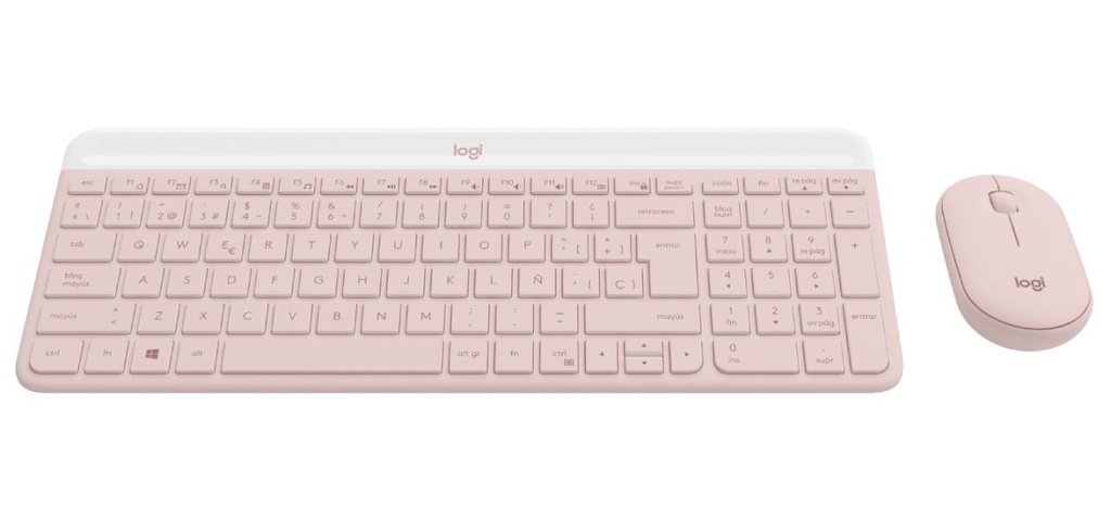 Teclado Logitech + Mouse Inalámbrico MK470 Slim, USB, Rose.