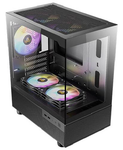 Case Antec CX200 ELITE, ST 5ARC 2GL, Black, 05 Cooler RGB, Vidrio templado, S/Fuente.