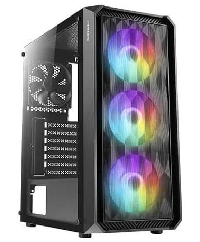 Case Antec NX292, MT 3AR+1 GL, Black, 03 Cooler ARGB + 1, Vidrio templado, S/Fuente.