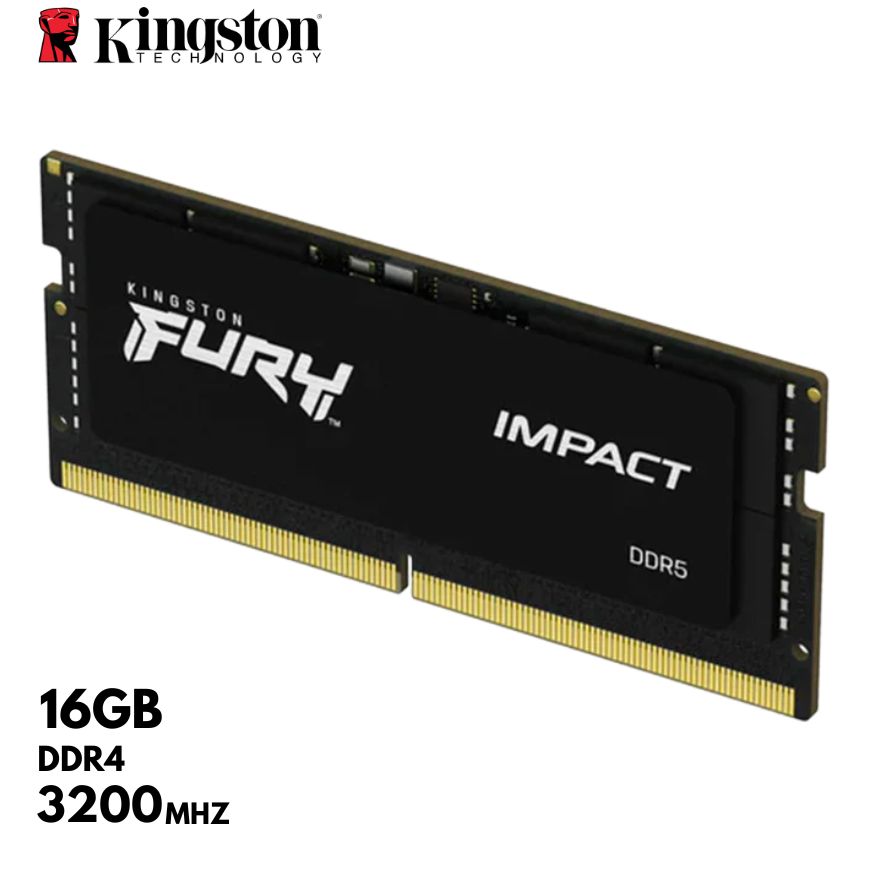 Memoria RAM Sodimm Kingston Fury Impact, 16GB, DDR4, 3200 MHz, PC4-25600, CL20, 1.2V.
