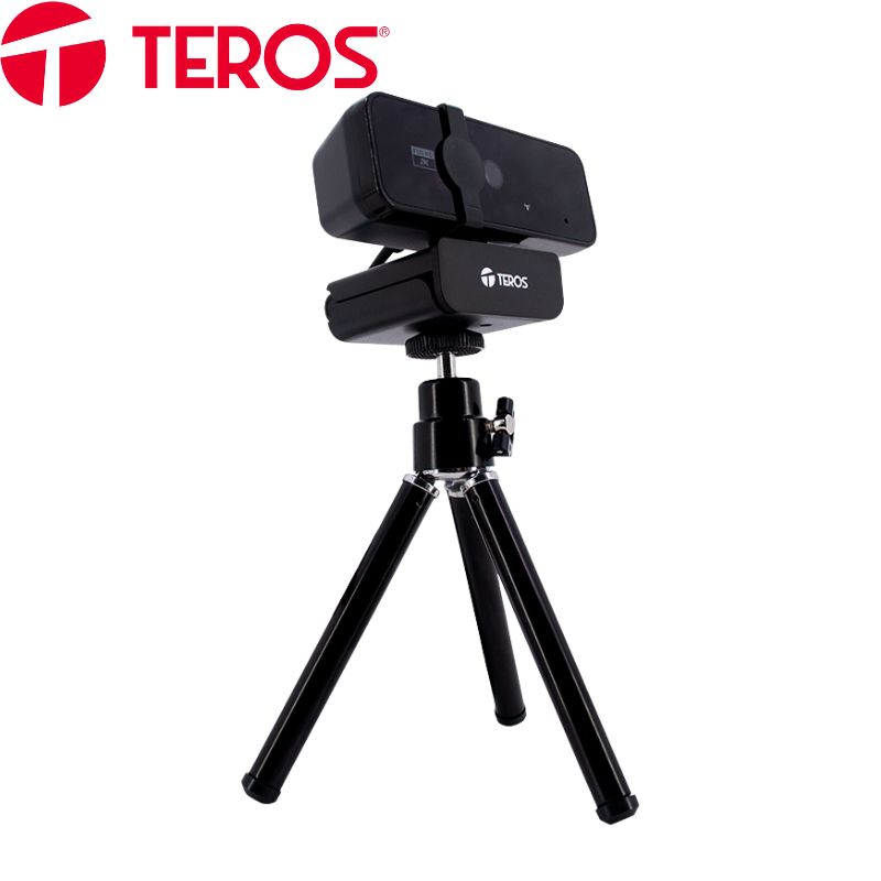 Cámara Web Teros TE-9072, 2K, Micrófono incorporado, USB 2.0 Incluye Tripode.