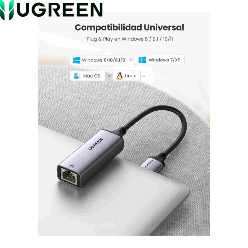Adaptador de Red UGREEN USB 3.0 a RJ45 Ethernet Gigabit 1000Mbps