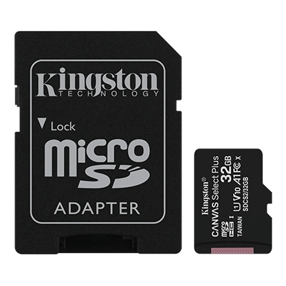 MEMORIA MICRO-SD KINGSTON CANVAS SELECT, 32GB, UHS-I SPEED CLASS 10 (U1), CON ADAPTADOR SD