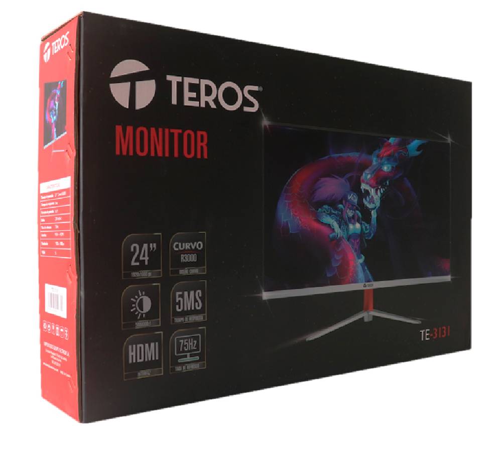 Monitor curvo TEROS TE-2402S 23.8" FHD VA 100Hz 1ms HDMI VGA negro.
