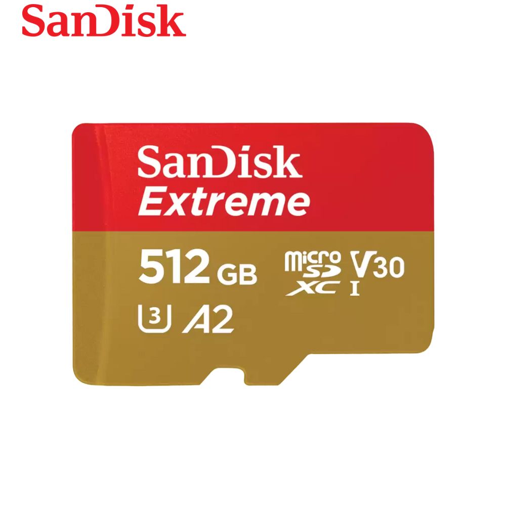 Memoria SanDisk Extreme microSD, 512GB, UHS-I U3, con Adaptador SD.