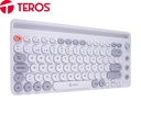 Teclado inalámbrico Teros TE-4070S, 2.4 GHz, Bluetooth 3.0 / 5.2, 80 Teclas, Blanco
