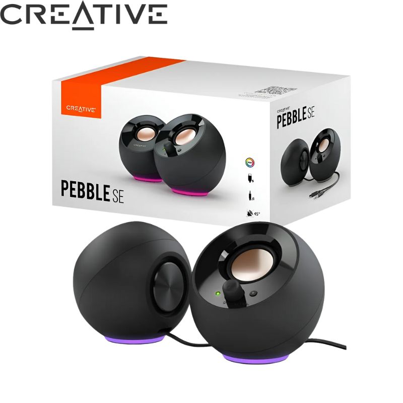 Parlante Creative Pebble SE RGB 2.0 4.4W 3.5MM Usb-C Black.
