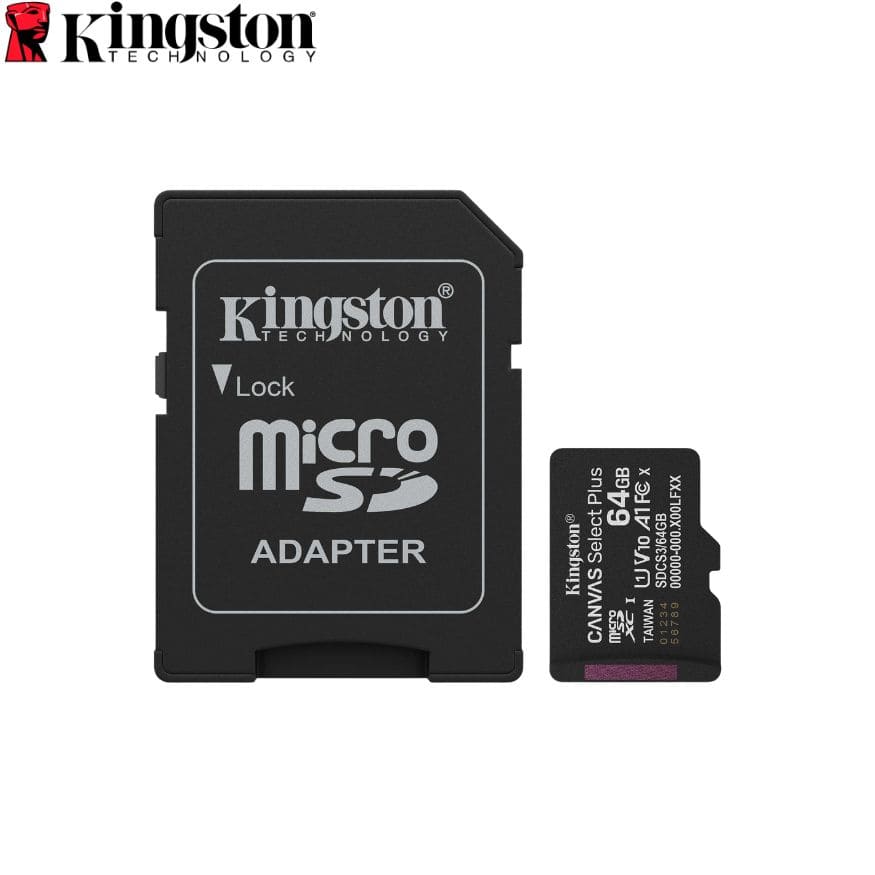 Memoria Micro-SD Kingston Canvas Select, 64GB, UHS-I Speed Class 1 (U1), Adaptador SD