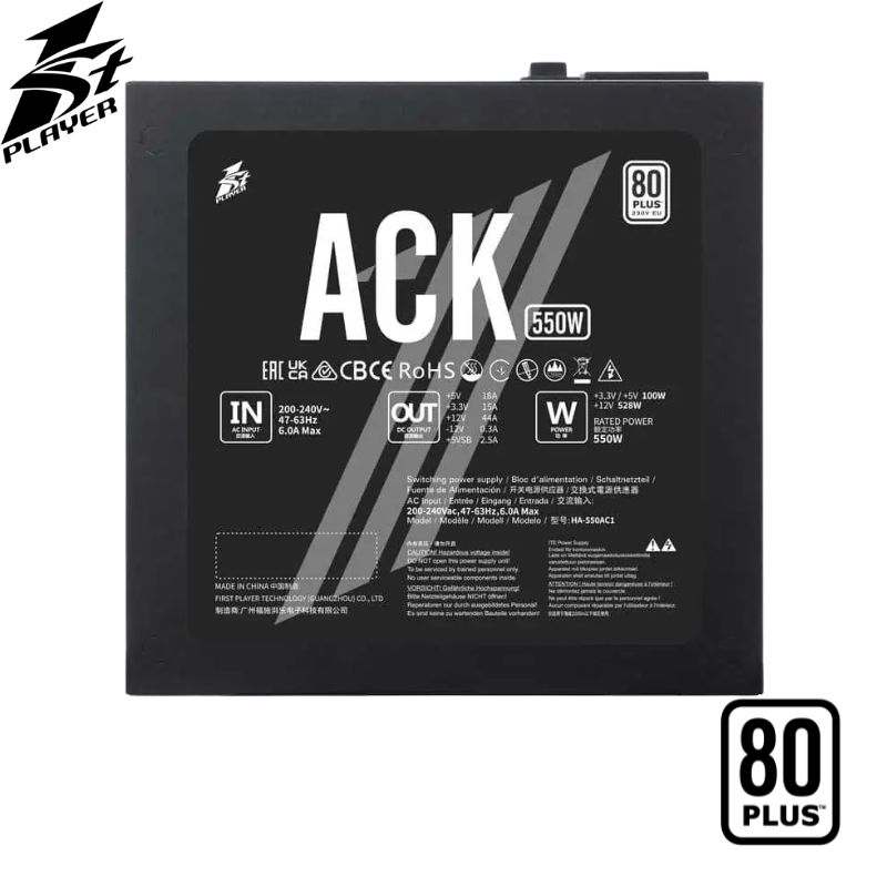 Fuente de Poder 1ST Player 550w Atx, No Modular, Color Negro ( PS-550FK )