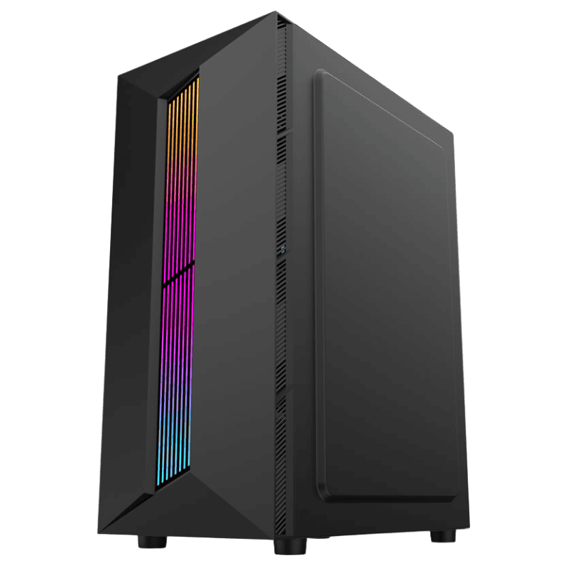 Case Gaming 1ST Player Rainbow RB-5 Black, 03 Cooler RGB, Vidrio templado, Sin Fuente.