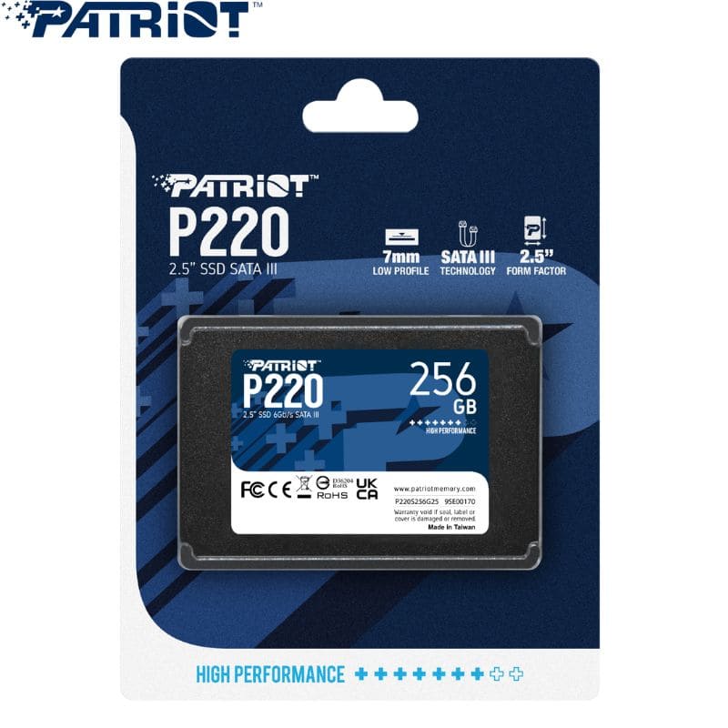 Unidad en estado Solido Patriot P220, 256GB, SATA III (6.0Gb/s), 2.5"