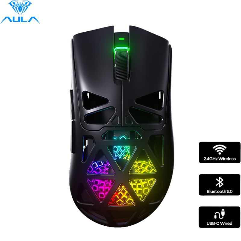Mouse Redragon K1NG M724, 1k Black, 5 Botones 12,400dpi, Usb-C.