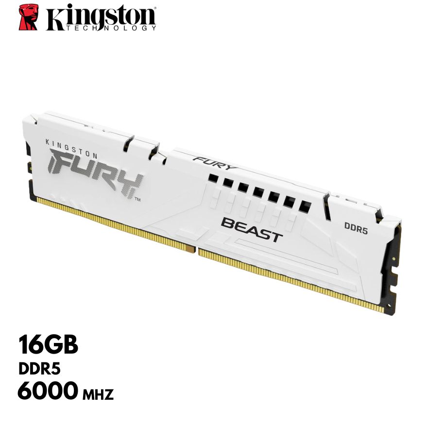 Memoria Kingston Fury Beast 16GB DDR5-6000MHz, PC5-44800, CL40, 1.35V, 288-Pin, DIMM