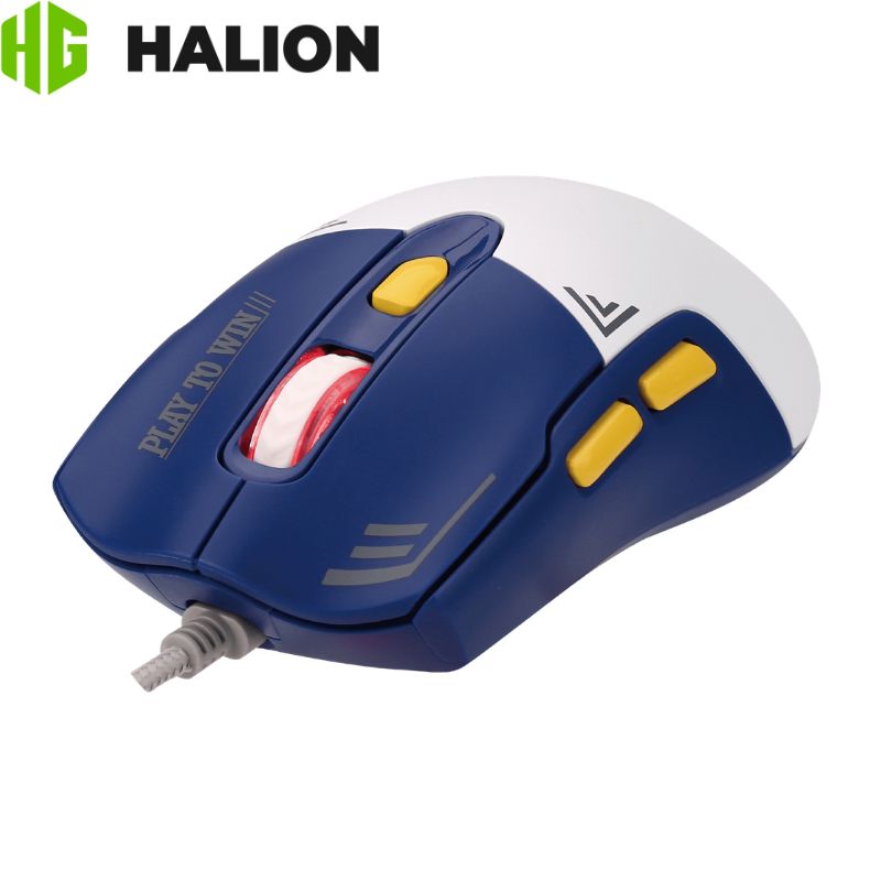 Mouse Gaming Halion Zeus M605, 12000DPI, RGB, 7 Botones, Blanco/Azul.