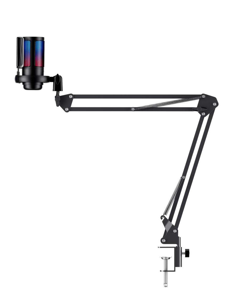 Micrófono con Soporte Havit GK50 PRO, Cardioide, RGB, Black, USB.
