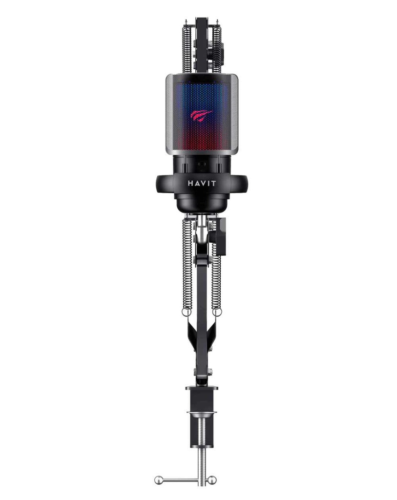 Micrófono con Soporte Havit GK50 PRO, Cardioide, RGB, Black, USB.