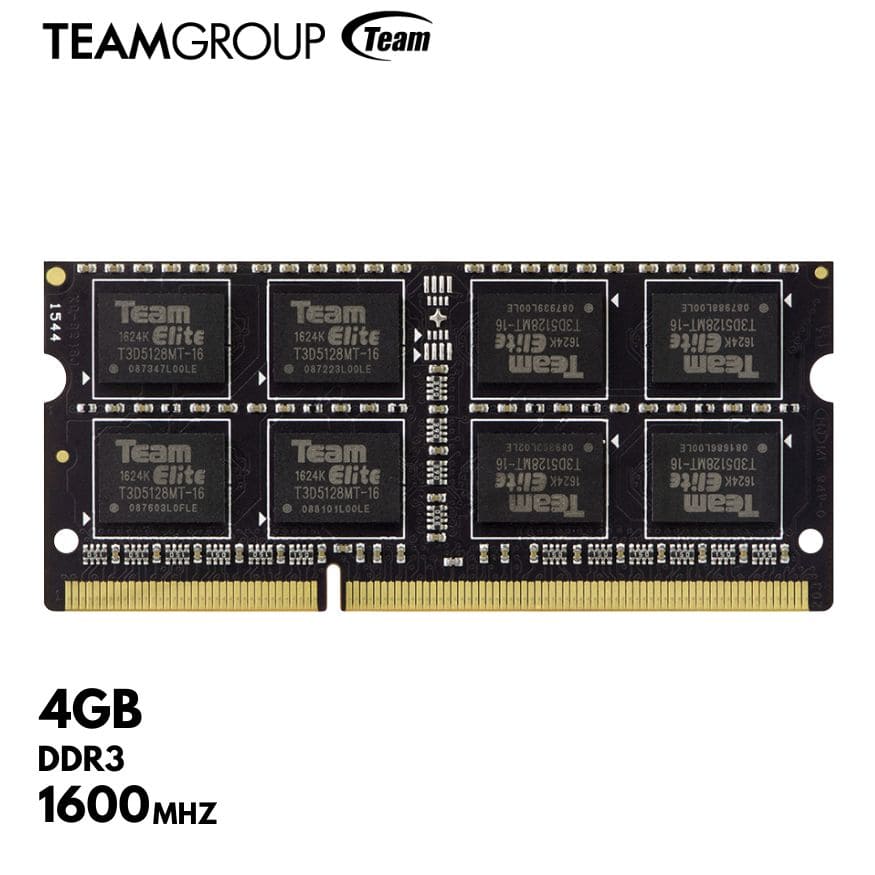 Memoria RAM TeamGroup Elite SODIMM DDR3 4GB DDR3L-1600 MHz, CL-11, 1.35V.