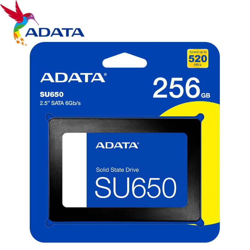 Unidad de Estado Solido ADATA, SU650, 256GB, Sata 6GB/S, 2.5", 7mm, 3D NAND.