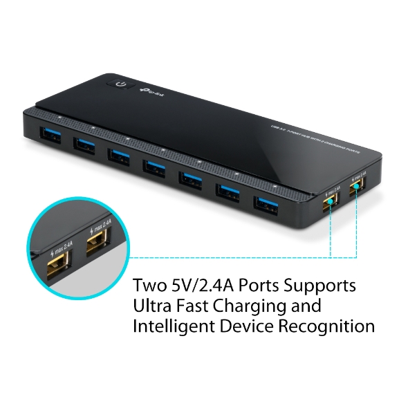Hub USB 3.0 TP-Link UH720 con 7 Puertos + 2 Puertos Fast Charger