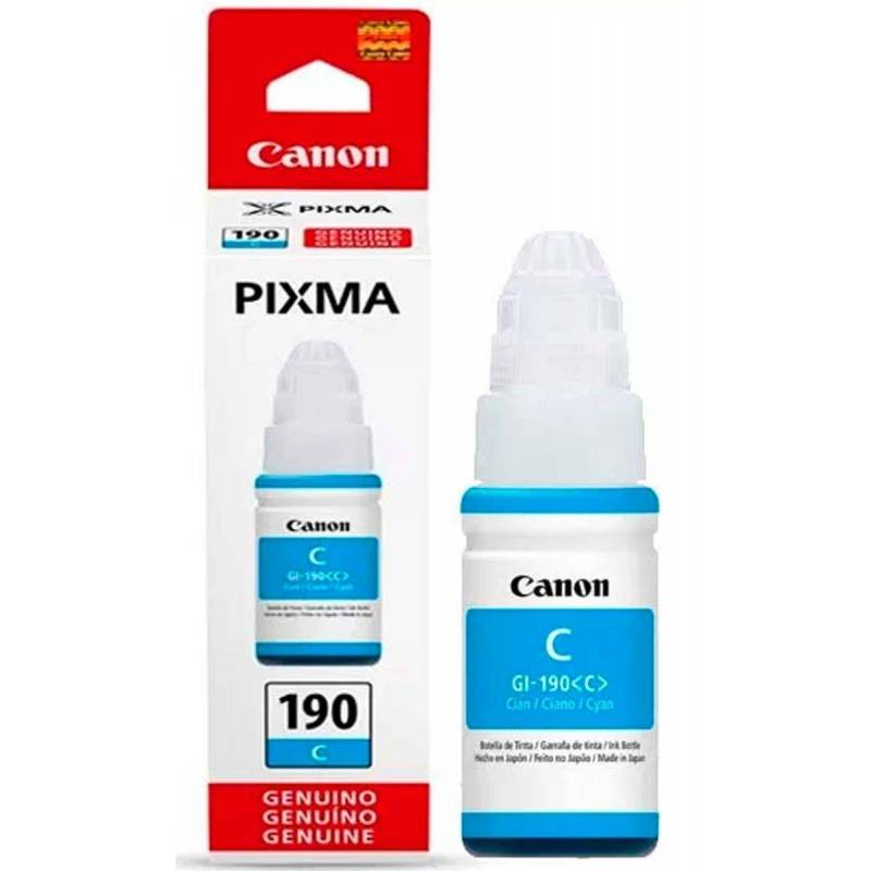 Botella de Tinta Canon GI-190C, Cyan, 70ml.