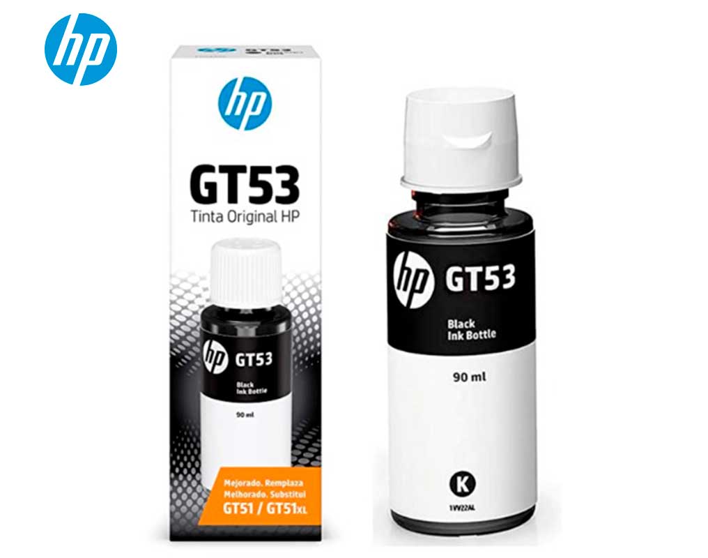 Botella de Tinta HP GT53, Negro 90ml (1VV22AL) Caja.