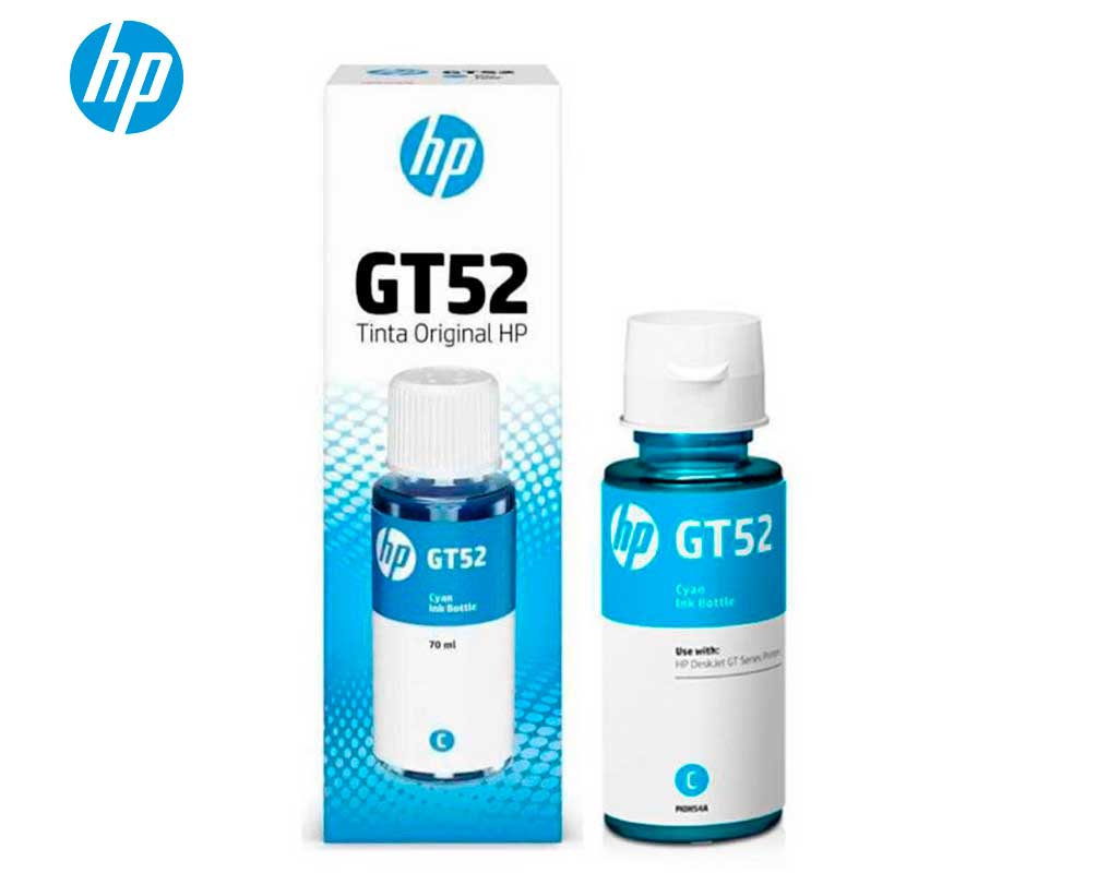 Botella de Tinta HP GT52, Cyan 70ml (M0H54AL) Caja.