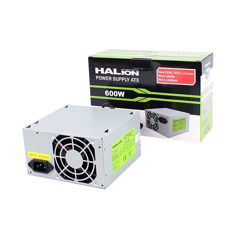 Fuente Poder Halion ATX 600W en Caja Doble Bobina.