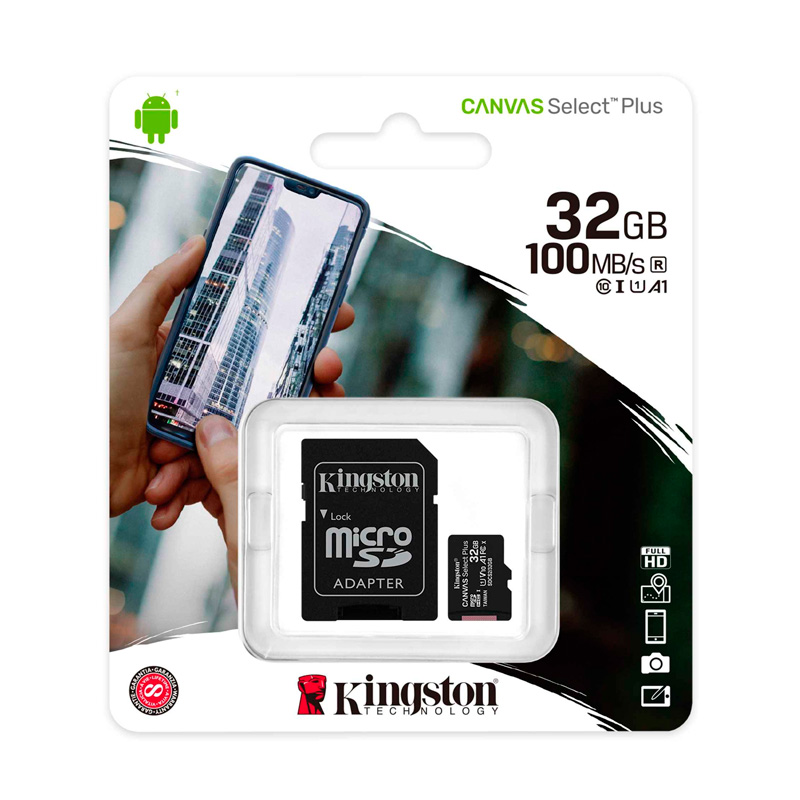 Memoria Micro-SD Kingston Canvas Select, 32GB, UHS-I Speed Class 1 (U1), Adaptador SD