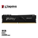 Memoria RAM Kingston Fury Beast, 8GB, DDR4-3200MHz, PC4-25600, CL16, 1.35V.