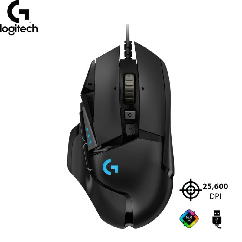 Mouse Logitech LIGHTSYNC G502 Hero, 25Kdpi, RGB, Black.