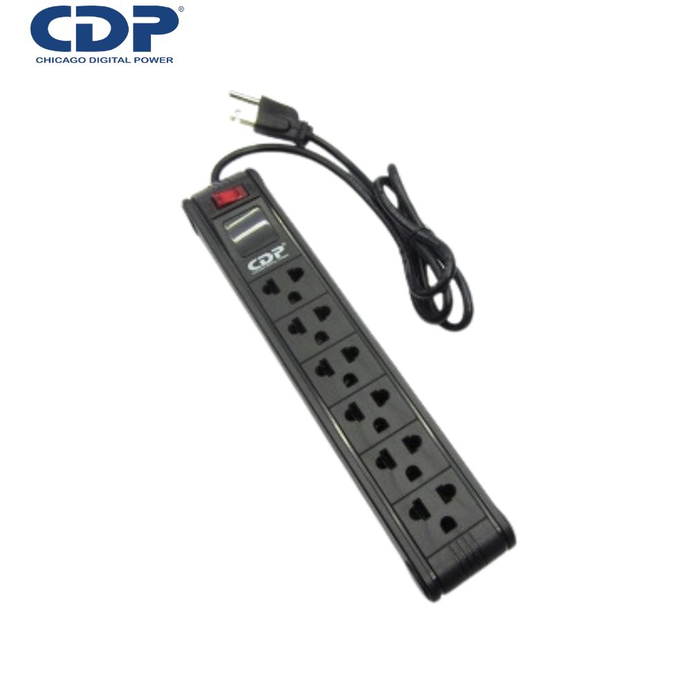 Supresor de Picos CDP, 6 Tomas Black 220V