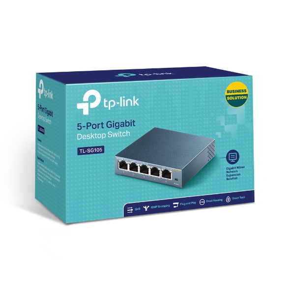 SWITCH TP-LINK TL-SG105, 5 RJ-45 10/100/1000 MBPS, 100V - 240VAC.