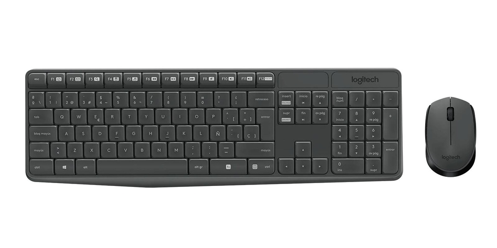 Teclado Logitech + Mouse Inalámbrico MK235 Wireless USB SP Black