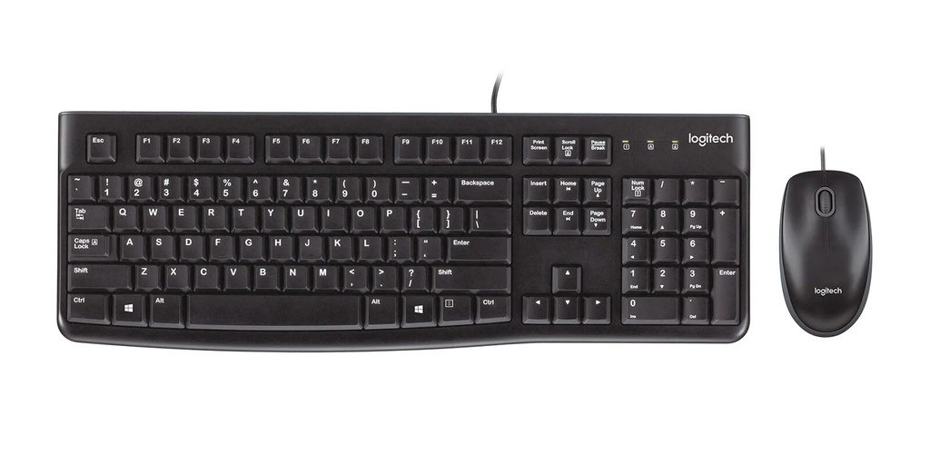 Teclado y Mouse Logitech MK120 USB, Cable.