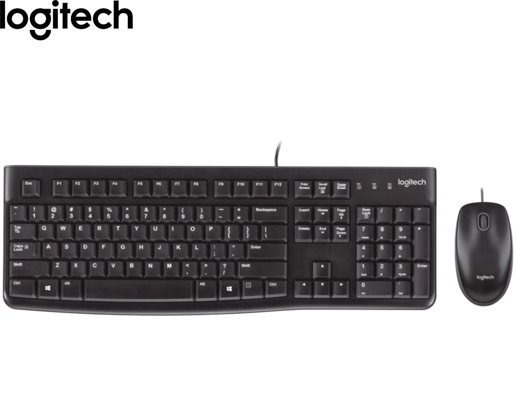 Teclado y Mouse Logitech MK120 USB, Cable.
