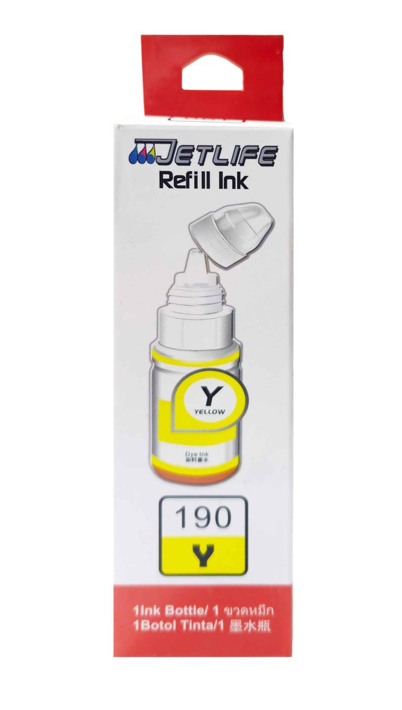 Tinta Genérica JETLIFE CANON GI-190 Yellow 70ML Caja.