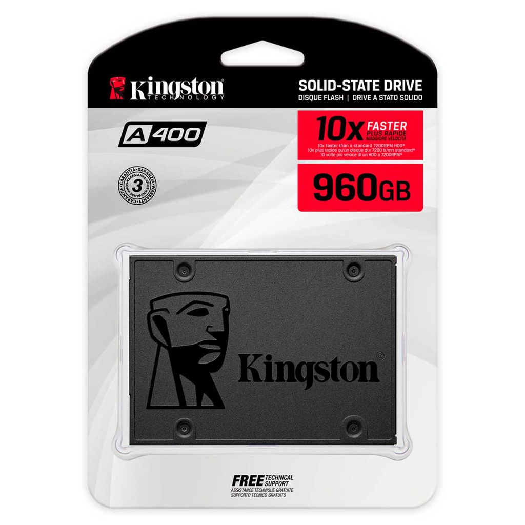 Unidad de Estado Solido KINGSTON A400, 960GB, SATA 6.0 GB/S, 2.5&quot;, 7MM.