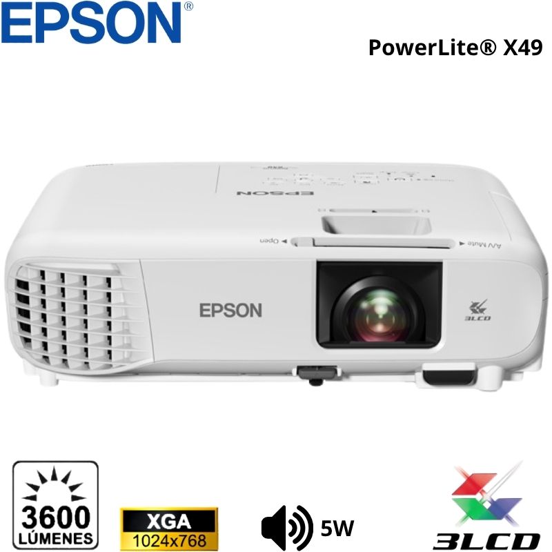 Proyector Epson PowerLite X49, 3600 Lumenes, 1024x768, XGA, Parlante Monoaural: 5W x 1.