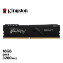 Memoria RAM Kingston Fury Beast, 16GB, DDR4, 3200 MHz, PC4-25600, CL16, 1.35V.